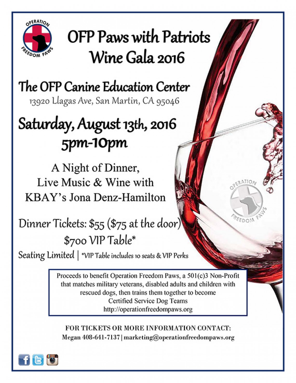 OFP Paws with Patriots Wine Gala